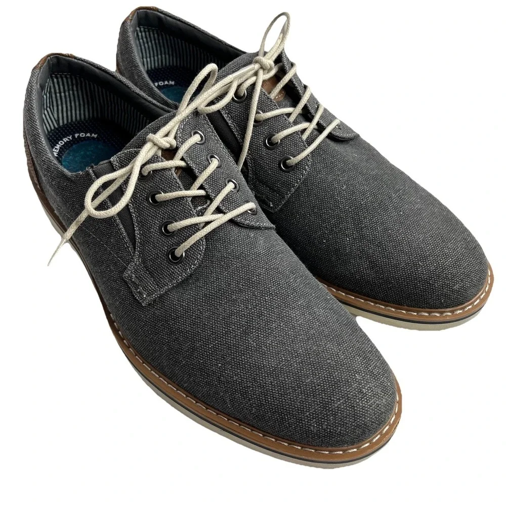 Nunn Bush Men's 9.5 Barklay Canvas Plain‎ Toe Oxford Lace Up Navy Multi Blue